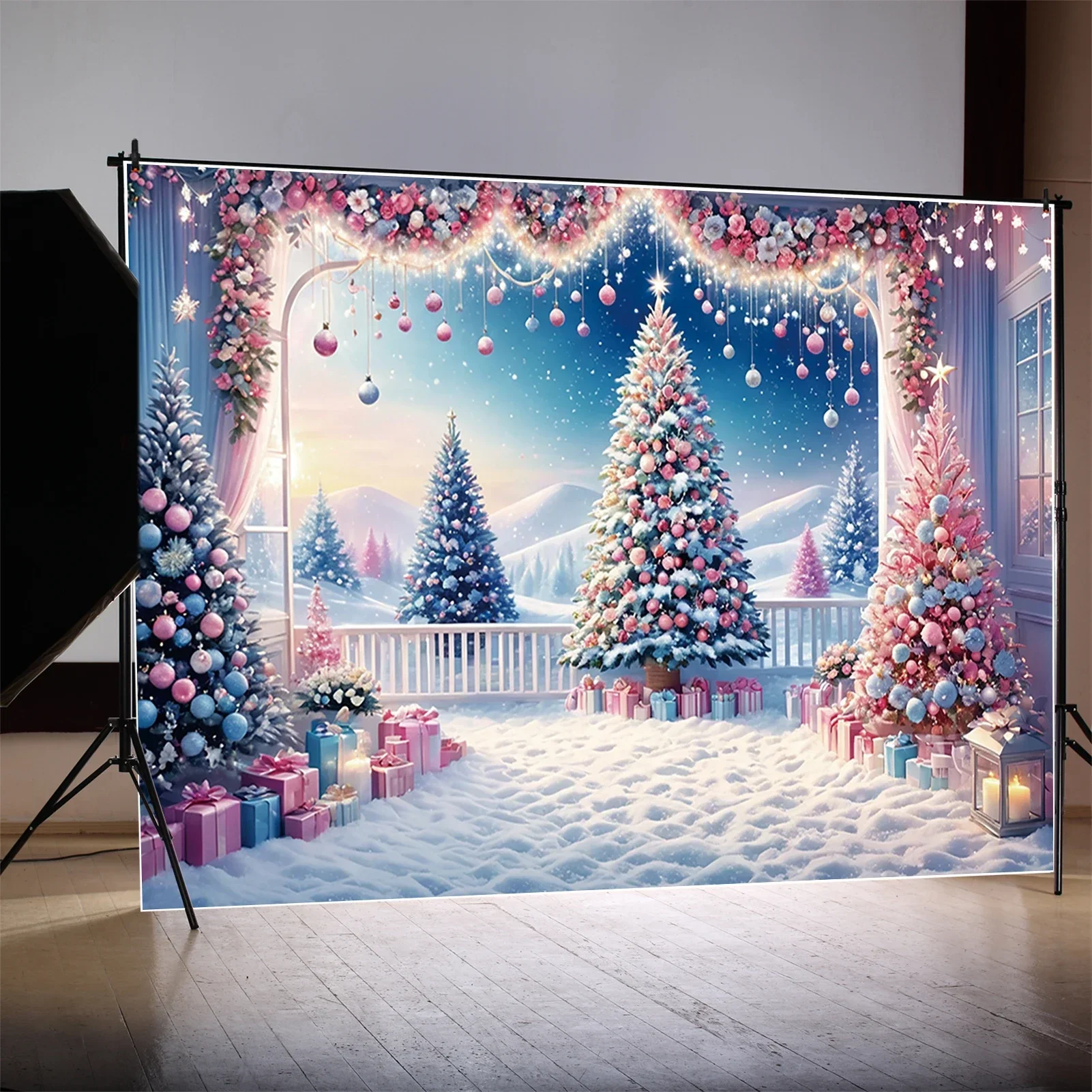 Photography Backdrop Muslin - Tło choinki Zimowe tło Xmas Ball